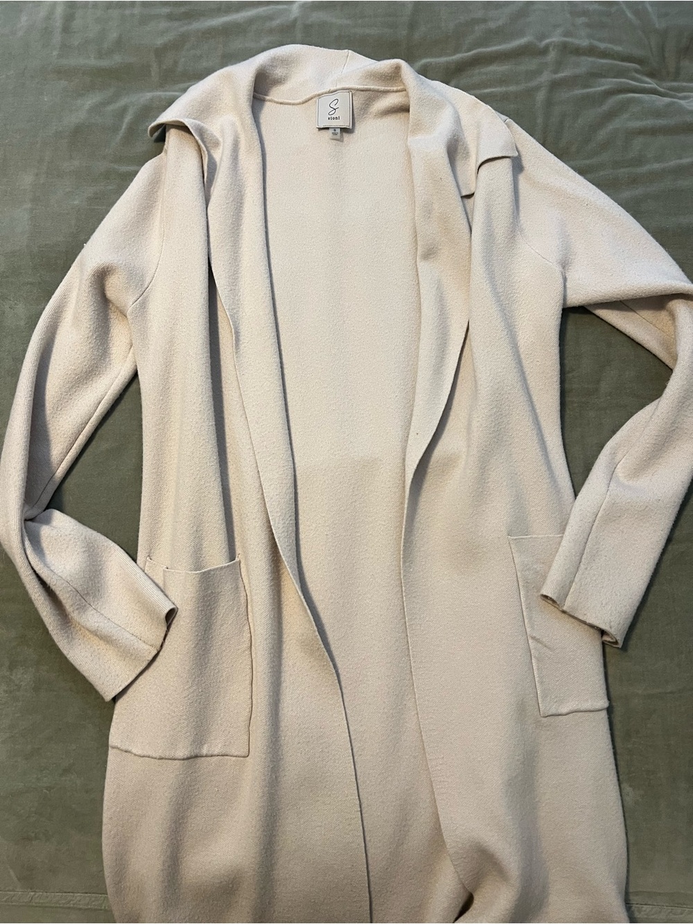 Sioni Cream Open-Front Hooded Coatigan